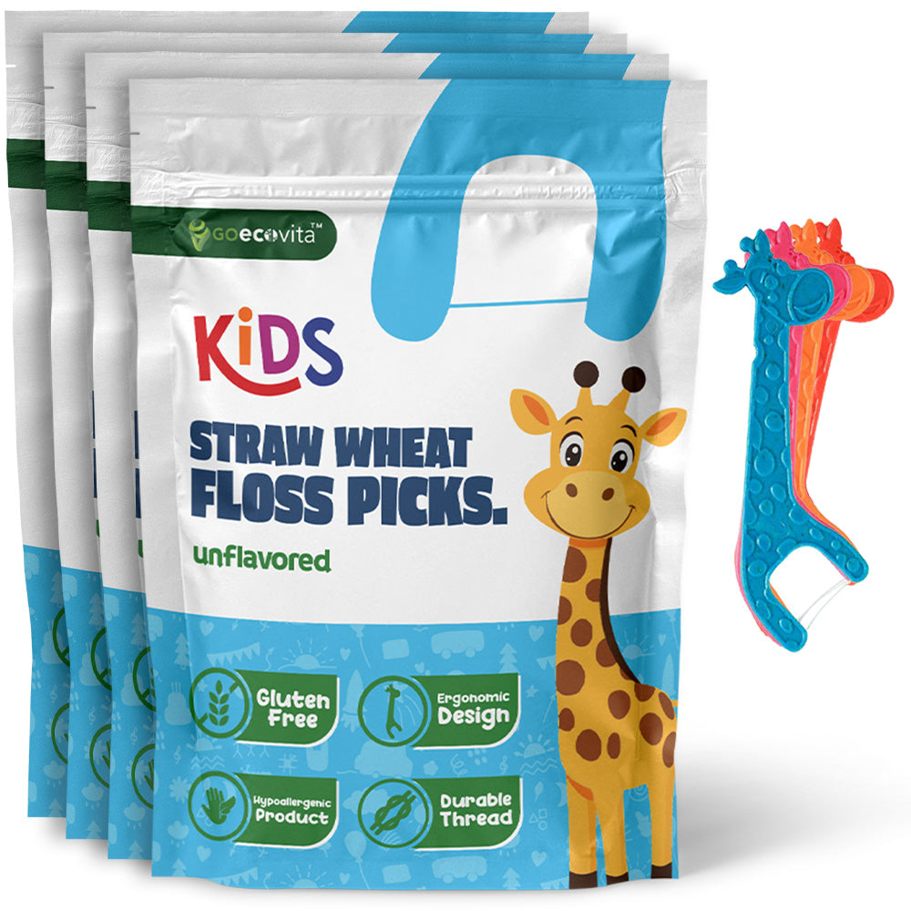 Straw Wheat Kids Flossers - Strawberry