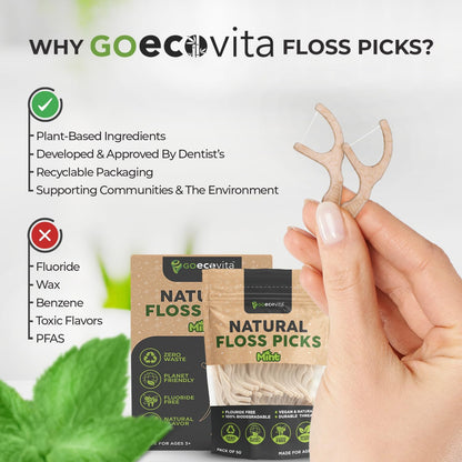 Biodegradable Floss Picks - Natural Straw Wheat Handle | Thin & Durable Thread for Tight Gaps! | Dental Flossers for Adults