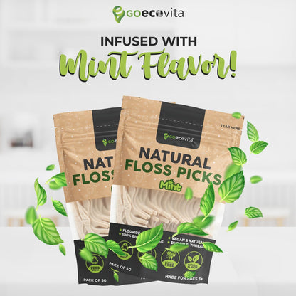 Biodegradable Floss Picks - Natural Straw Wheat Handle | Thin & Durable Thread for Tight Gaps! | Dental Flossers for Adults