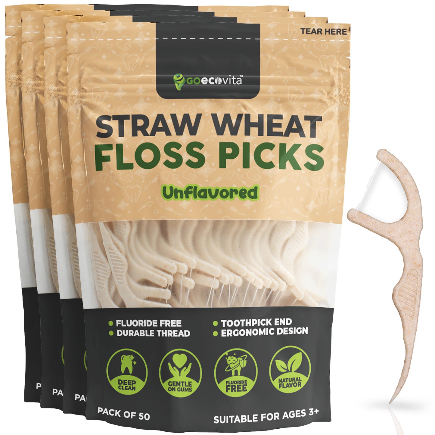 Straw Wheat Dental Floss Picks