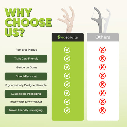 Straw Wheat Dental Floss Picks