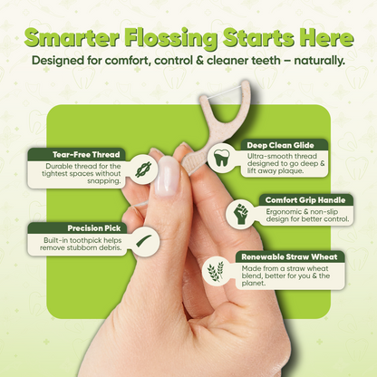 Straw Wheat Dental Floss Picks