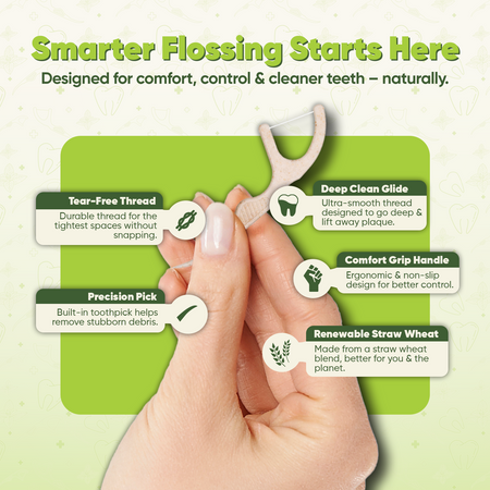 Straw Wheat Dental Floss Picks