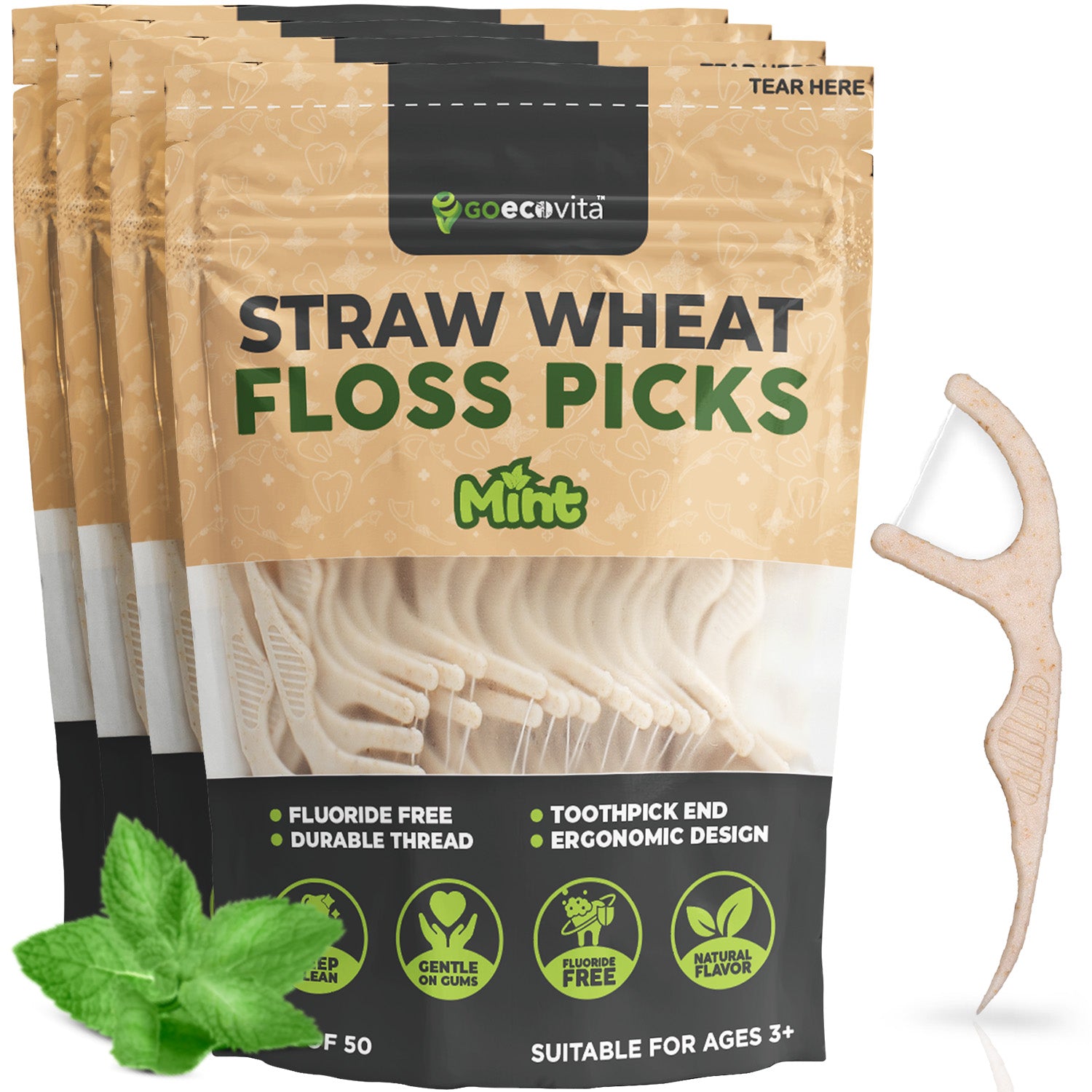 Straw Wheat Dental Floss Picks