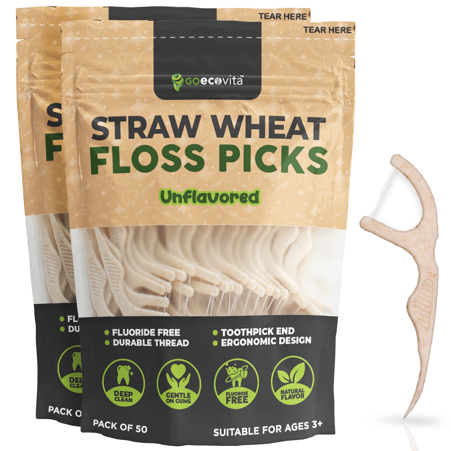 Straw Wheat Dental Floss Picks