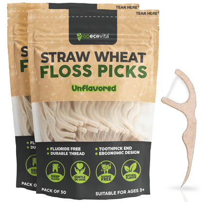 Straw Wheat Dental Floss Picks