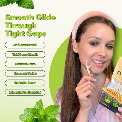 Straw Wheat Dental Floss Picks