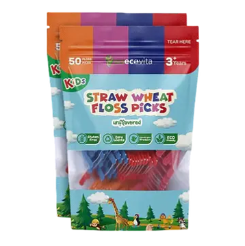 Biodegradable Kids Flossers - Unflavored Dental Floss Picks for Children | Fluoride & Plastic-Free | Colorful & Fun Animal Floss Sticks