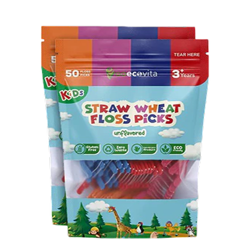 Biodegradable Kids Flossers - Unflavored Dental Floss Picks for Children | Fluoride & Plastic-Free | Colorful & Fun Animal Floss Sticks