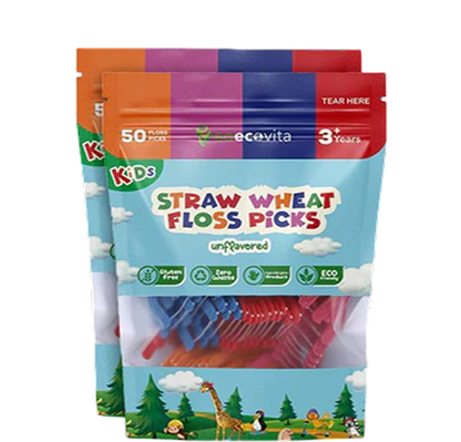 Biodegradable Kids Flossers - Unflavored Dental Floss Picks for Children | Fluoride & Plastic-Free | Colorful & Fun Animal Floss Sticks