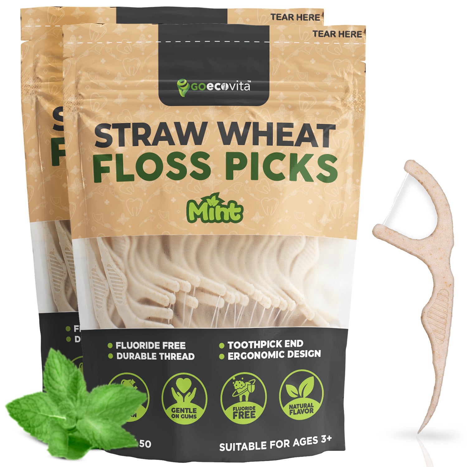 Straw Wheat Dental Floss Picks
