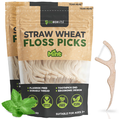 Straw Wheat Dental Floss Picks
